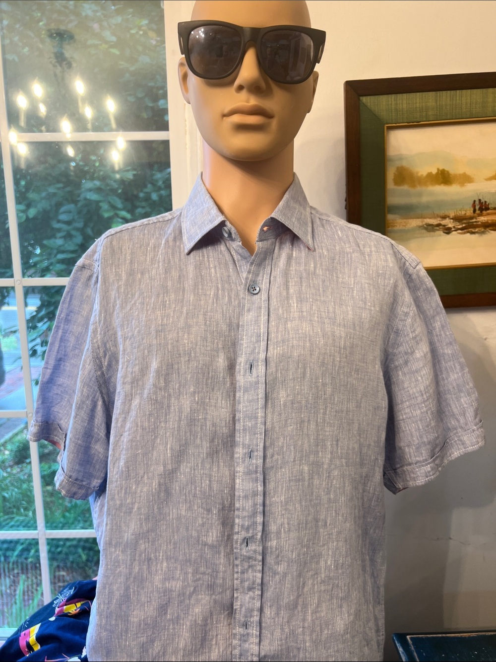 Report Collection Light Blue Short-Sleeve Button-Down Shirt